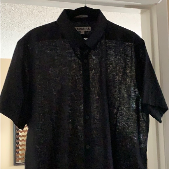 Express Other - LINEN BLEND SHORT SLEEVE FITTED SHIRT